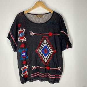Double D Ranch Knit Short Sleeve Sweater SZ L